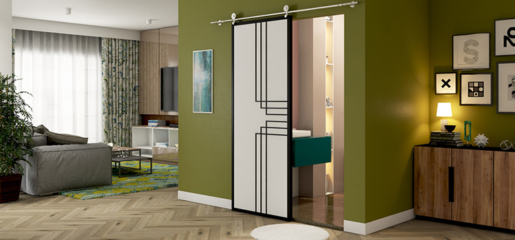 sliding bathroom door installation in Larkspur